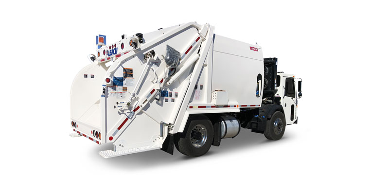 Rear-loading garbage collection trucks